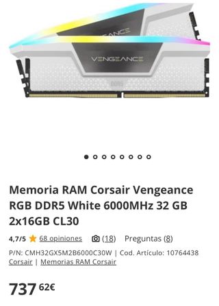 Memoria RAM Corsair 6000 MHz DDR5