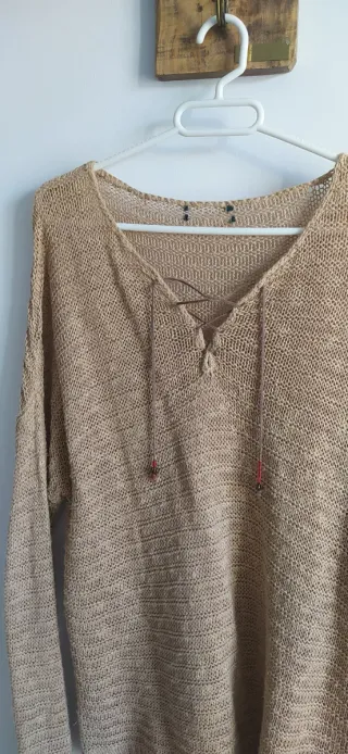 Jersey beige de punto fino