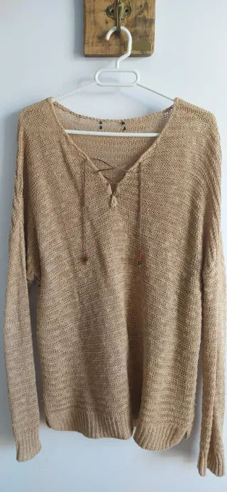 Jersey beige de punto fino