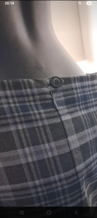 Gonna calda a quadri blu e grigio