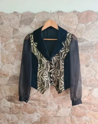 Blusa-Chaleco de Fiesta Dorado y Negro