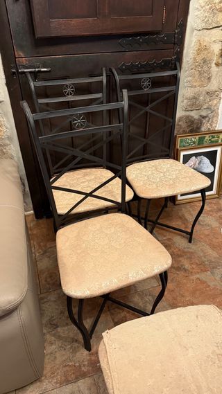 6 Sillas Antiguas Hierro Forjado Beige