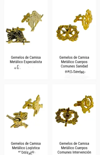 Gemelos de Camisa Militares y Policiales Dorados