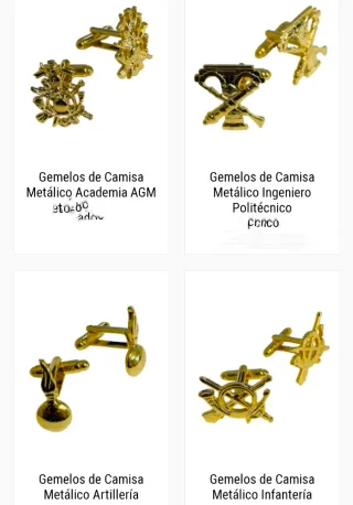 Gemelos de Camisa Militares y Policiales Dorados