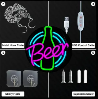 Lampada Neon LED "BEER" multic.