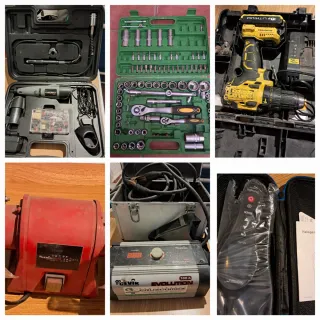 Varias herramientas manuales y electrónicas