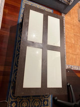 Mesita de salón extensible madera y cristal