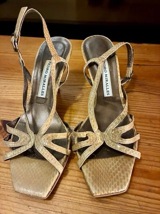 Sandalias tacón Pedro Miralles T37 Piel Serpiente