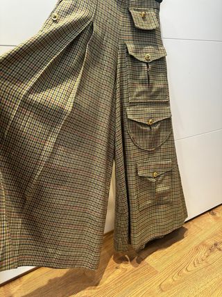 Falda pantalón cuadros marrón