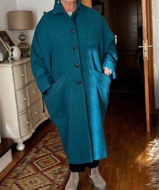 Abrigo lana verde azulado