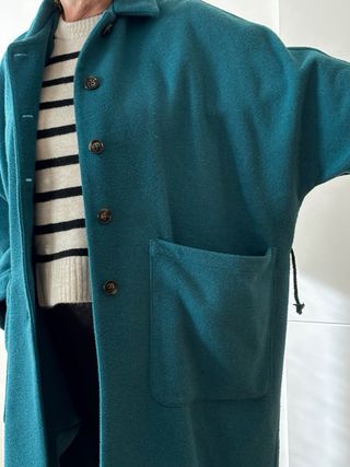 Abrigo lana verde azulado