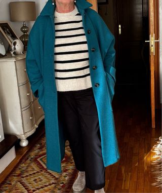 Abrigo lana verde azulado