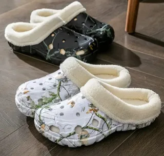 Zuecos Crocs Camuflaje Blanco Forrados Talla 42