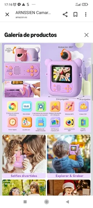 Cámara de fotos instantánea infantil arnssien.