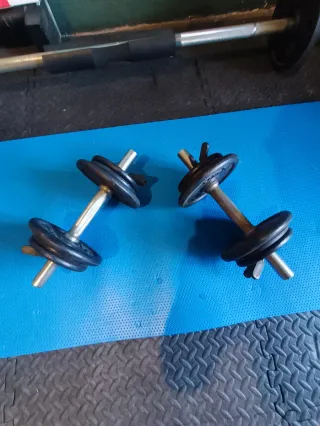 Kit Musculación 38 KG Barra Larga y Mancuernas