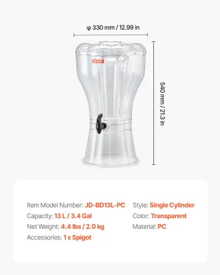 Distributore Bevande 13 L per Feste in Plastica