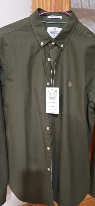 Camisa Springfield Talla M Verde Militar Sin Estre