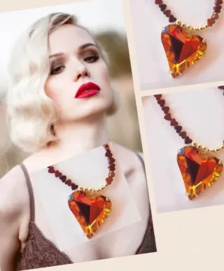 Collar de hematite colgante corazón 44 ctm.