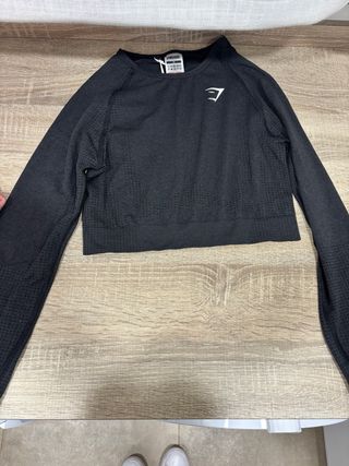 Gymshark Top Deportivo Negro Manga Larga M
