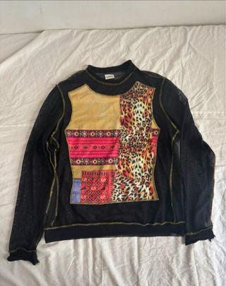 Camiseta M/L Transparente Vintage Patchwork