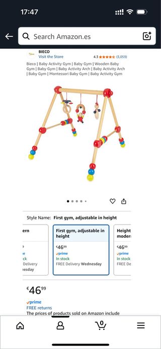Gimnasio bebé madera Bieco ajustable