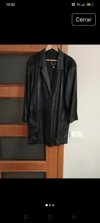 Chaqueta Piel Mujer Talla L/XL Negra