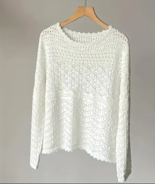 Jersey de punto blanco calado