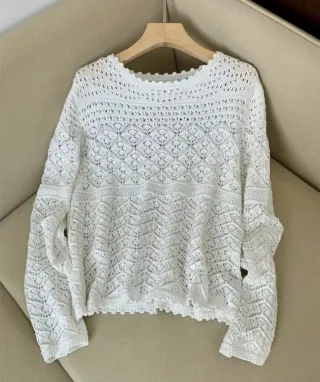 Jersey de punto blanco calado