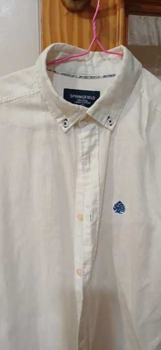 Camisa Springfield Blanca Lino Algodón