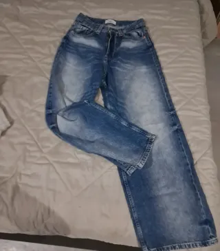 Jeans baggy blu e bianchi