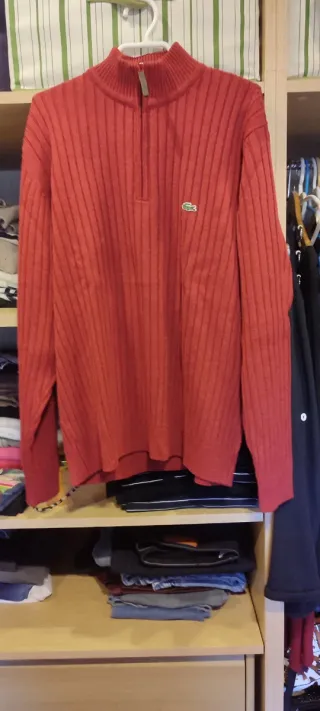 Jersey Lacoste Rojo Media Cremallera