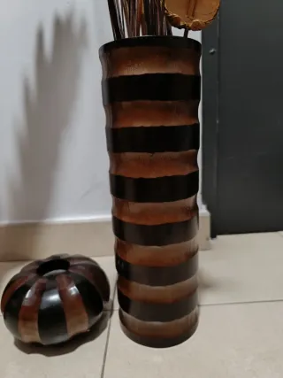 Set 2 Vasi e Portacandele in Legno