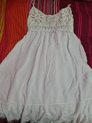 Vestido blanco ibicenco crochet talla única