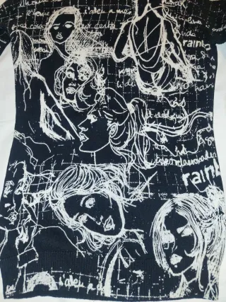 Jersey Desigual negro estampado blanco, Talla M