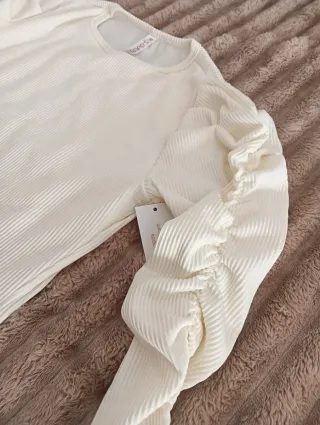 Camisa ANNA S blanca manga abullonada