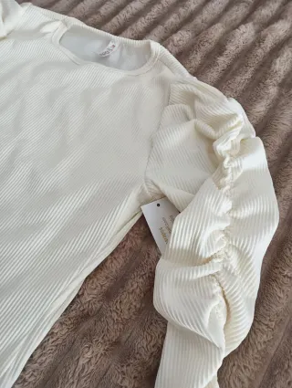 Camisa ANNA S blanca manga abullonada