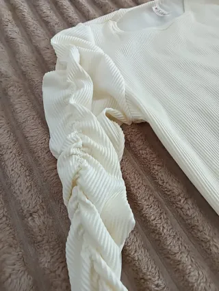 Camisa ANNA S blanca manga abullonada