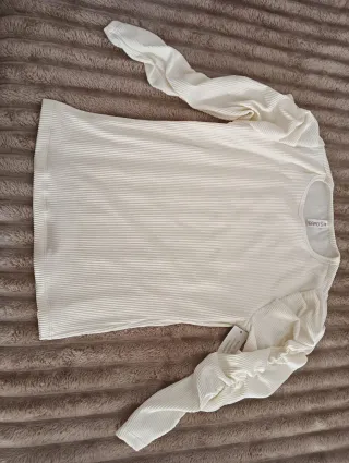 Camisa ANNA S blanca manga abullonada