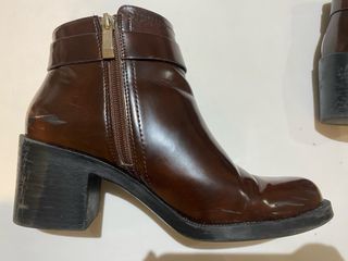 Botines Zara Marrones Tacón Hebilla