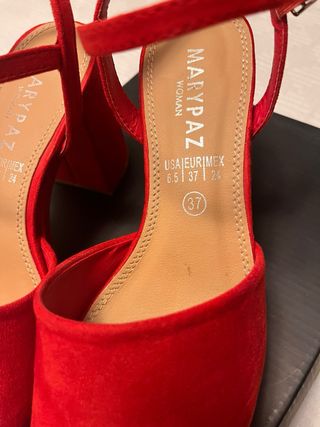 Zapatos Marypaz Rojos Tacón Plataforma