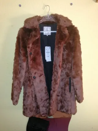 Abrigo pelo Zara Marrón Chocolate