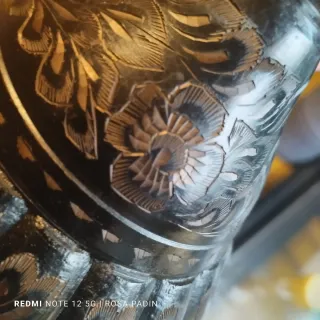 Pie de lámpara antiguo metal India