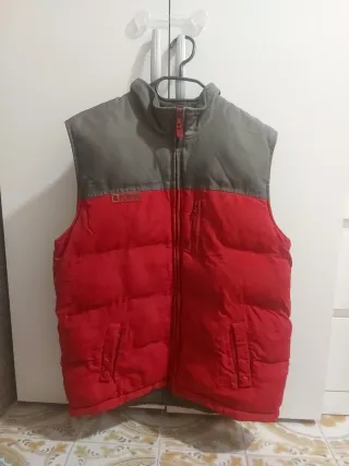 Chaqueta sin mangas niño gris y rojo Talla 14 años