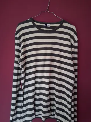 Jersey rayas hombre gris y blanco talla M