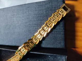 Pulsera latón bañada en oro 24k hombre