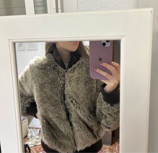 Chaqueta pelo mujer beige y marrón
