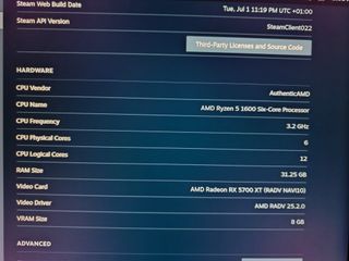 PC Gaming: Ryzen 5 1600AF, RX 5700 XT, 32GB Ram