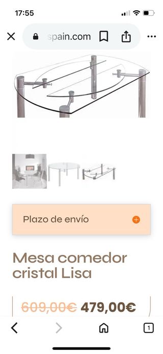 Mesa Comedor Extensible Cristal y Metal + Sillas