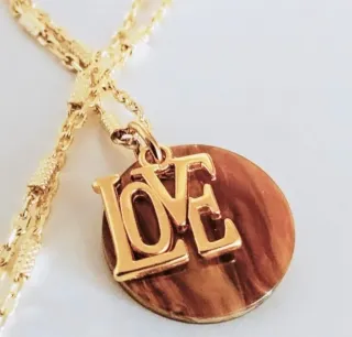 Collar LOVE dorado y marrón