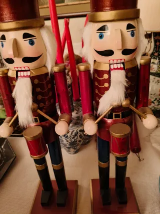 2 Burattini Legno Schiaccianoci Tamburo